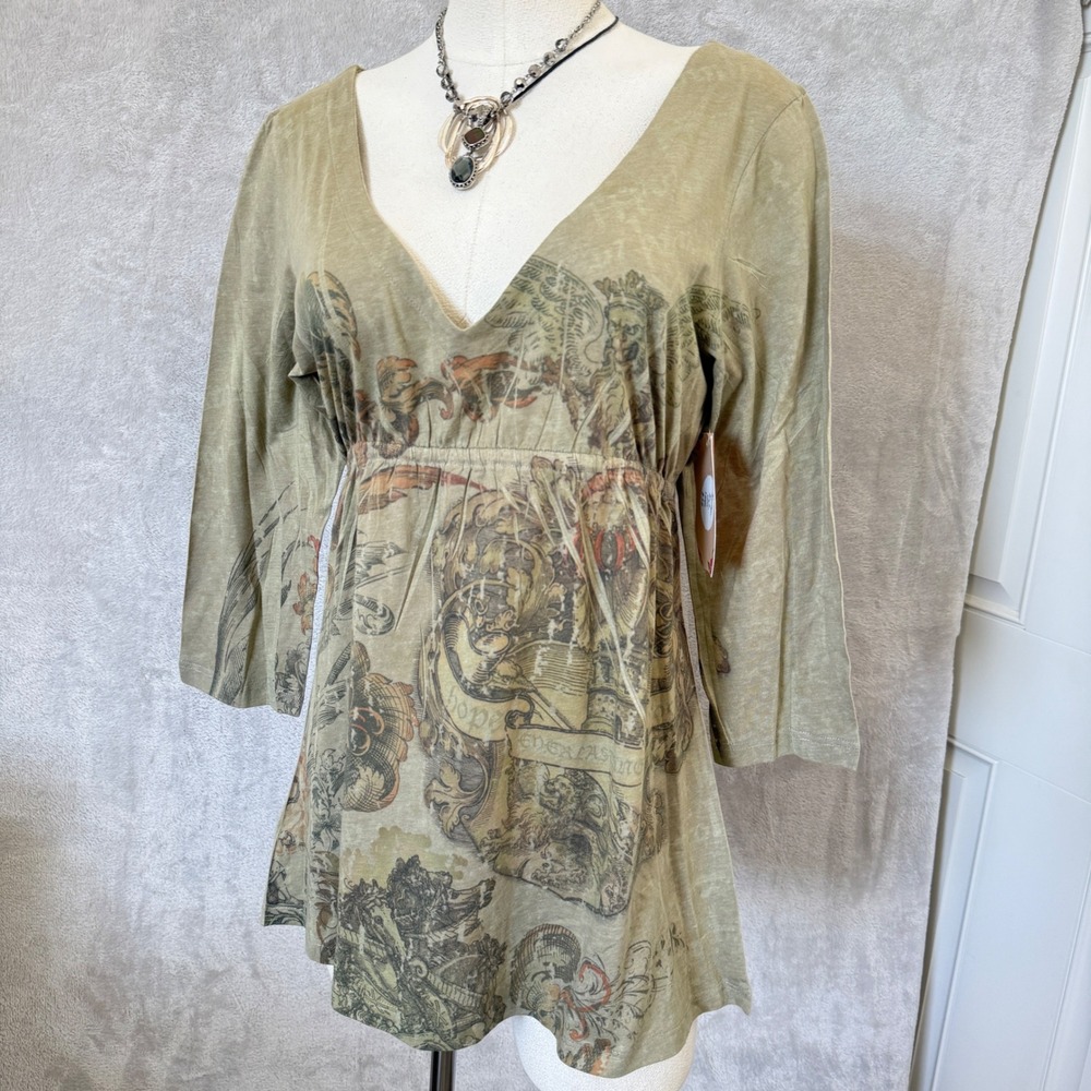 Womens Babydoll Top Large Grunge shirt Y2K 2000s Goblin indie NEW